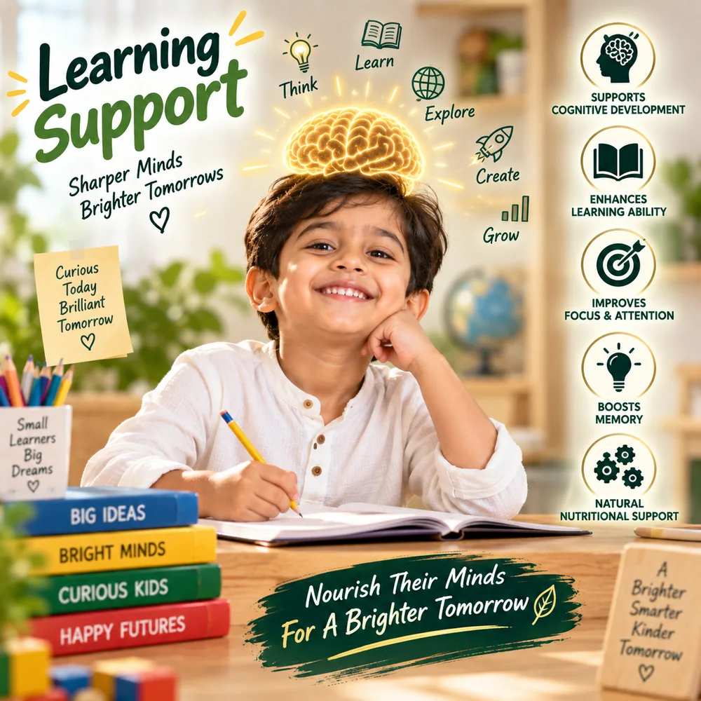 Happy child studying at a desk